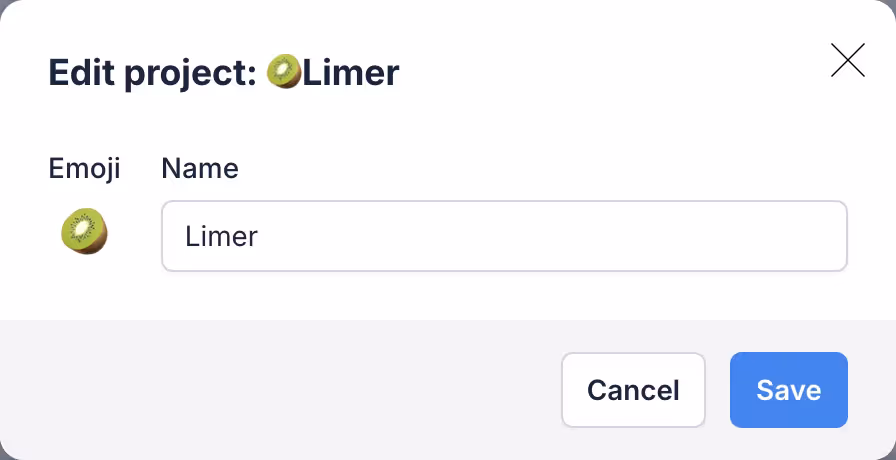 Edit a project modal screenshot